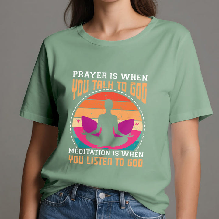 T-shirt de yoga spirituel Olivenorma « La méditation, c'est quand on écoute Dieu » - image 18