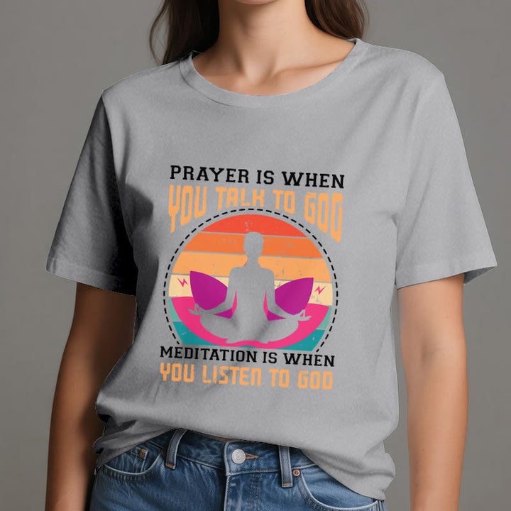 T-shirt de yoga spirituel Olivenorma « La méditation, c'est quand on écoute Dieu » - image 9