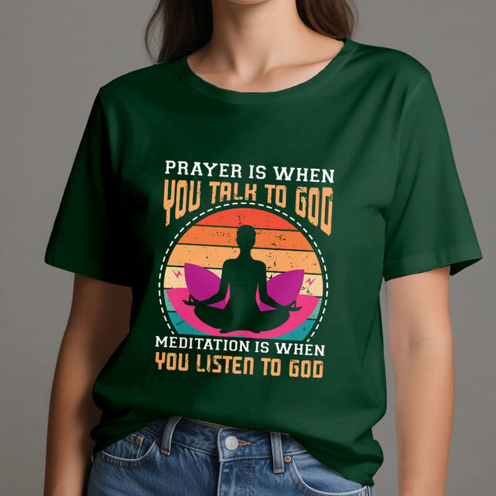 T-shirt de yoga spirituel Olivenorma « La méditation, c'est quand on écoute Dieu » - image 20