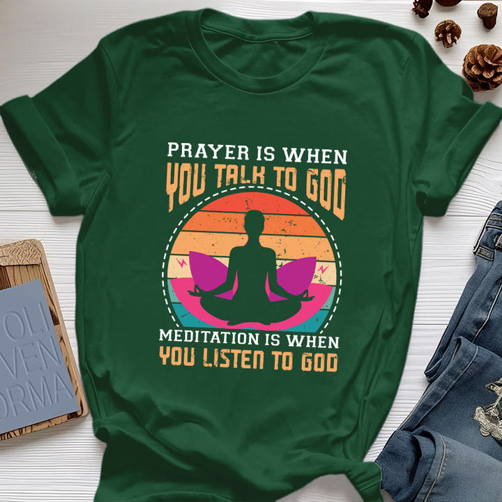 T-shirt de yoga spirituel Olivenorma « La méditation, c'est quand on écoute Dieu » - Vert foncé - 2XL - image 19