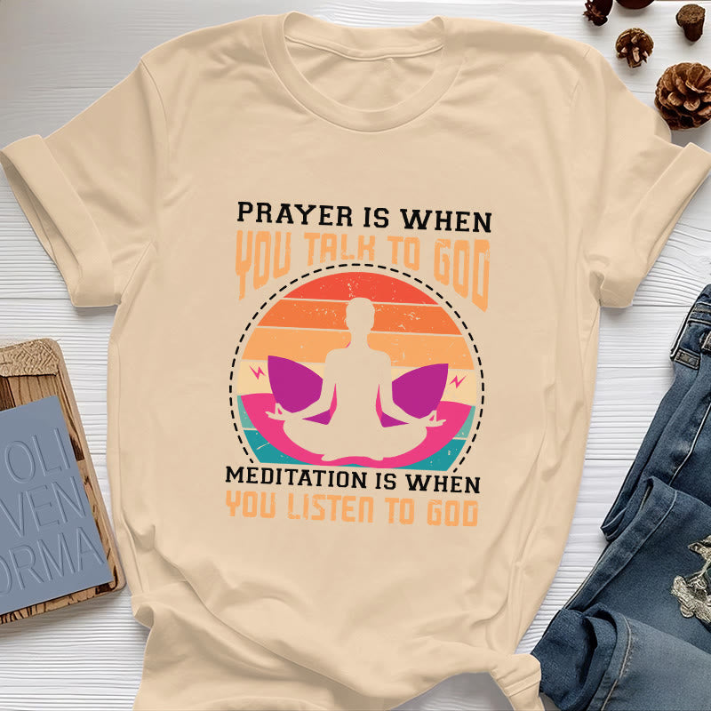 T-shirt de yoga spirituel Olivenorma « La méditation, c'est quand on écoute Dieu » - Jaune - 2XL - image 9