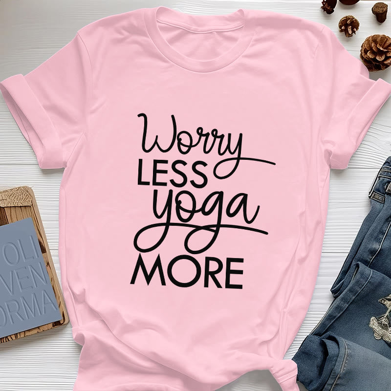 T-shirt Olivenorma « MOINS DE SOUCI, PLUS DE YOGA » pour les amateurs de yoga et de méditation - Rose - 2XL - image 14
