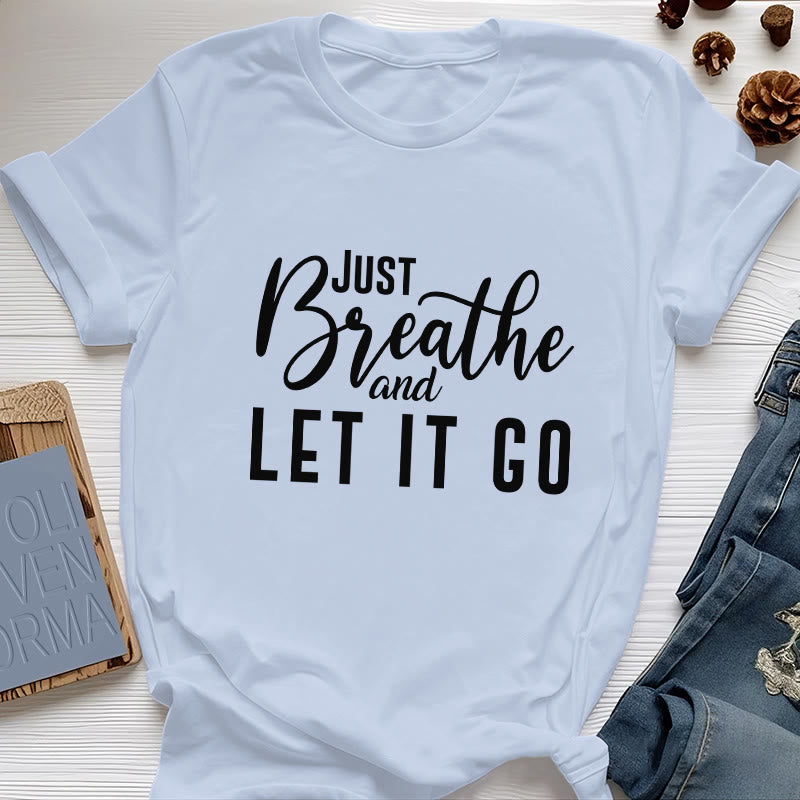 T-shirt spirituel Olivenorma « RESPIREZ ET LAISSER ALLER » - Bleu - 2XL - image 1