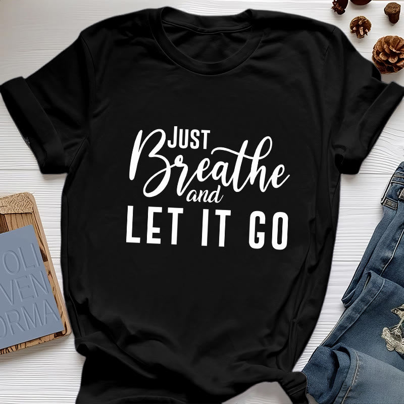 T-shirt spirituel Olivenorma « RESPIREZ ET LAISSER ALLER » - Noir - 2XL - image 7