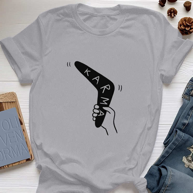 T-shirt humoristique Olivenorma « KARMA » pour le yoga et le fitness - Gris - 2XL - image 7