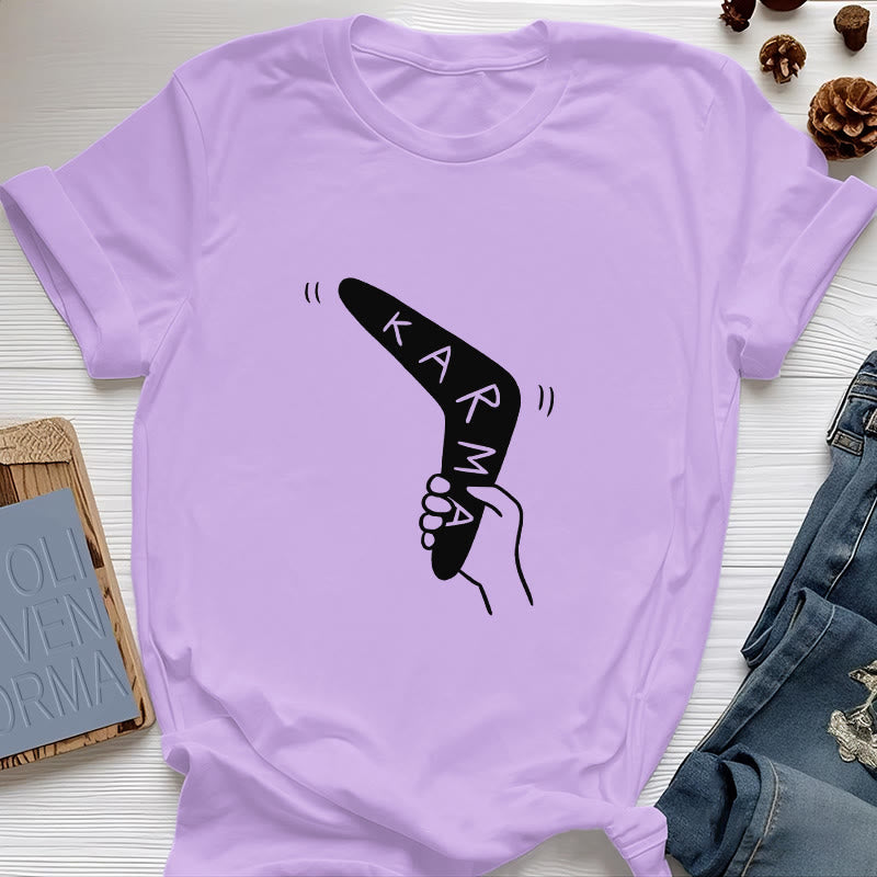 T-shirt humoristique Olivenorma « KARMA » pour le yoga et le fitness - Violet - 2XL - image 15