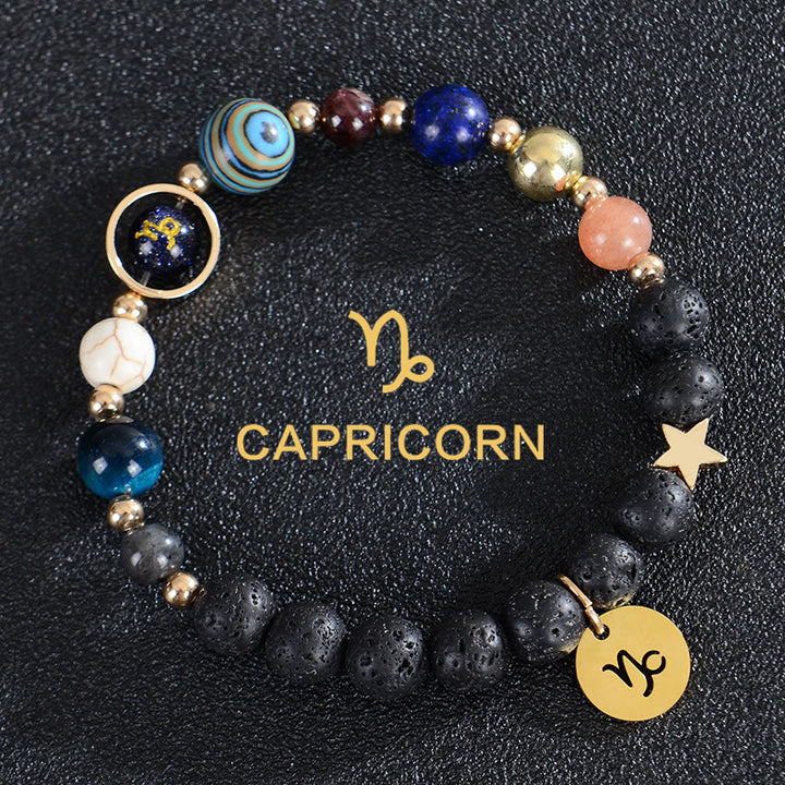 Bracelet Olivenorma douze constellations et huit planètes en pierres précieuses - Pierre de lave - Capricorne - image 25