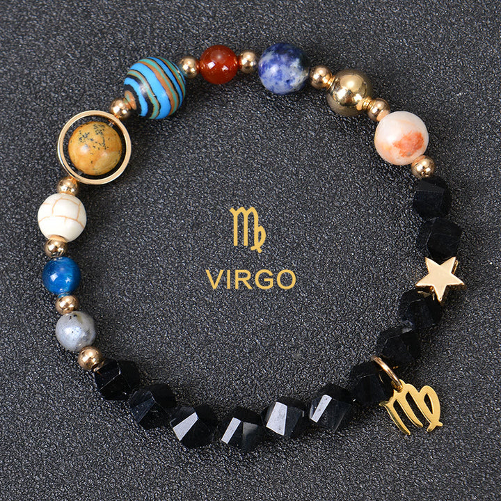 Bracelet Olivenorma douze constellations et huit planètes en pierres précieuses - Obsidienne factice - Vierge - image 33