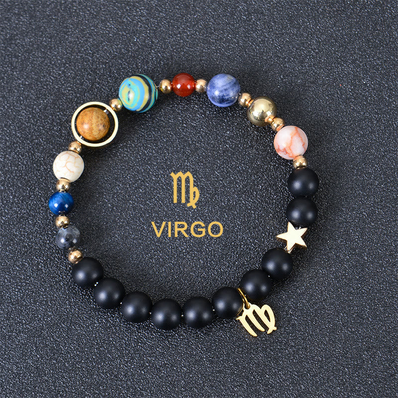 Bracelet Olivenorma douze constellations et huit planètes en pierres précieuses - Onyx noir - Vierge - image 9