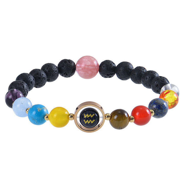 Bracelet Olivenorma en pierre de lave avec huit planètes du zodiaque - image 2