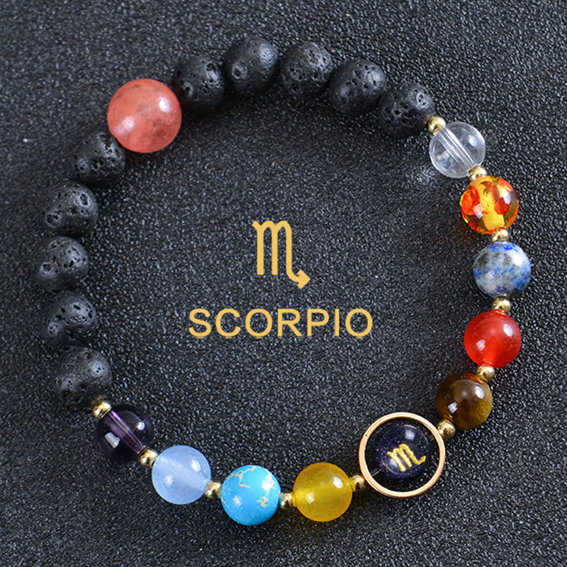 Bracelet Olivenorma en pierre de lave avec huit planètes du zodiaque - Scorpion - image 6