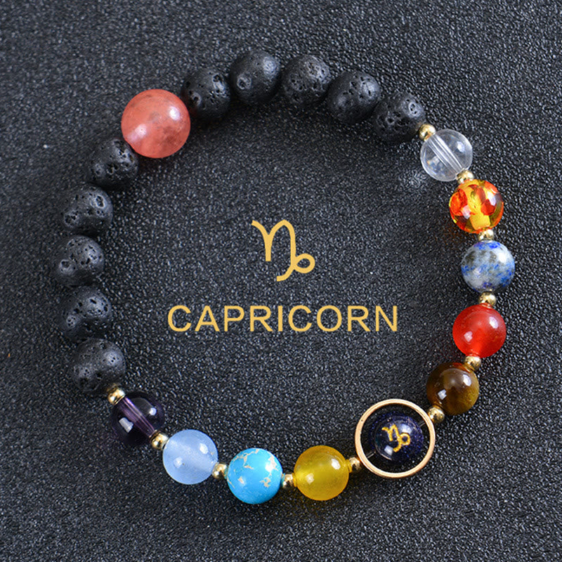 Bracelet Olivenorma en pierre de lave avec huit planètes du zodiaque - Capricorne - image 8