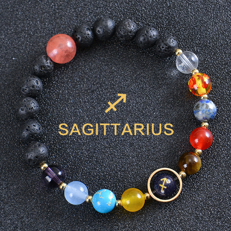 Bracelet Olivenorma en pierre de lave avec huit planètes du zodiaque - Sagittaire - image 7