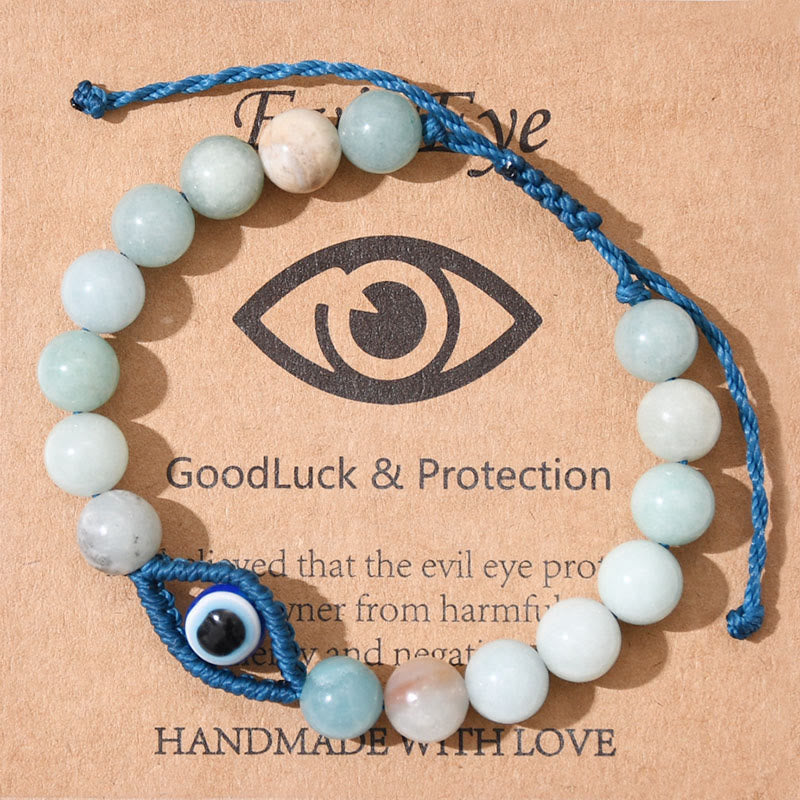 Bracelet tressé en cristal Olivenorma contre le mauvais œil, porte-bonheur et protection - Amazonite - image 1