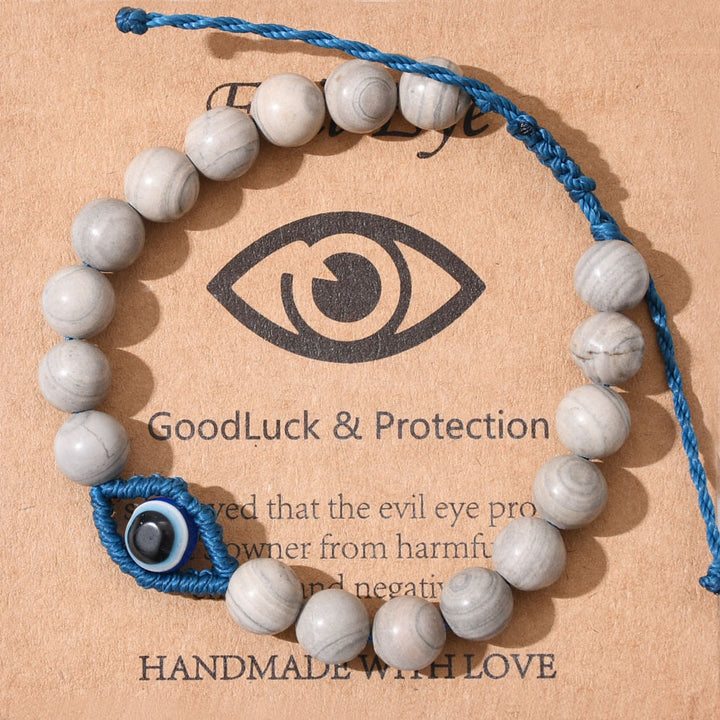 Bracelet tressé en cristal Olivenorma contre le mauvais œil, porte-bonheur et protection - Jaspe gris - image 15