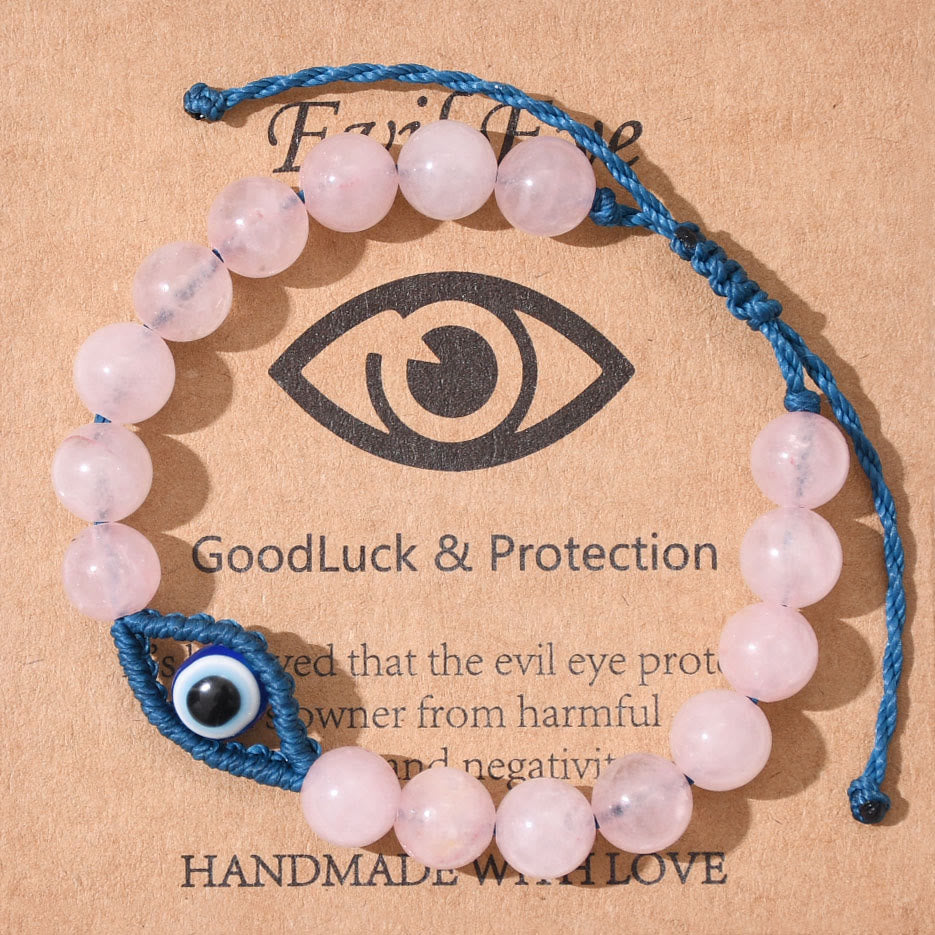 Bracelet tressé en cristal Olivenorma contre le mauvais œil, porte-bonheur et protection - Quartz rose - image 12