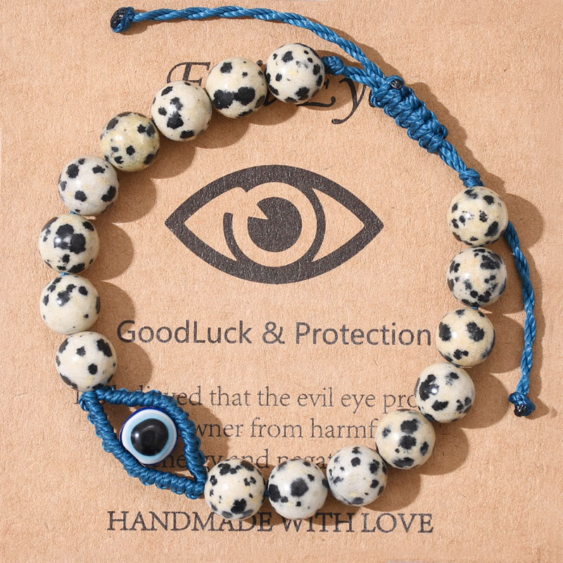 Bracelet tressé en cristal Olivenorma contre le mauvais œil, porte-bonheur et protection - Jaspe dalmatien - image 6
