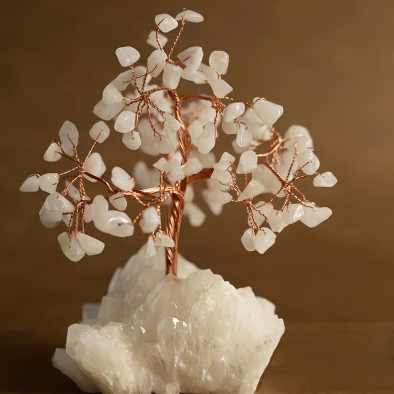 Arbre Feng Shui en cristal de calcédoine blanche naturelle Olivenorma - Calcédoine blanche - image 1