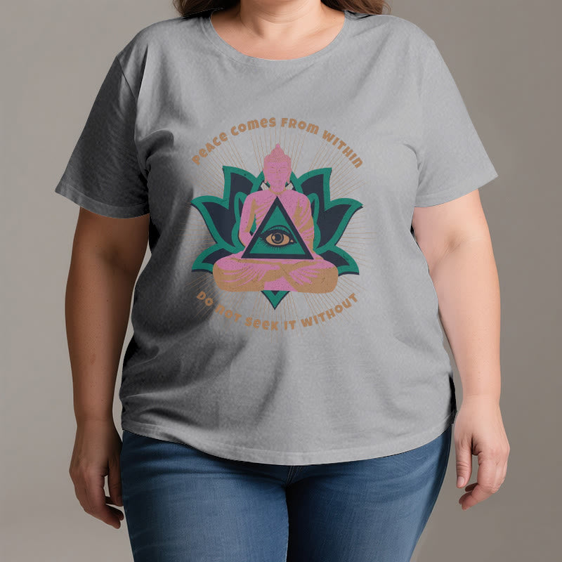 T-shirt Olivenorma « LA PAIX VIENT DE L'INTÉRIEUR » Bouddha Lotus Spirituel - image 2