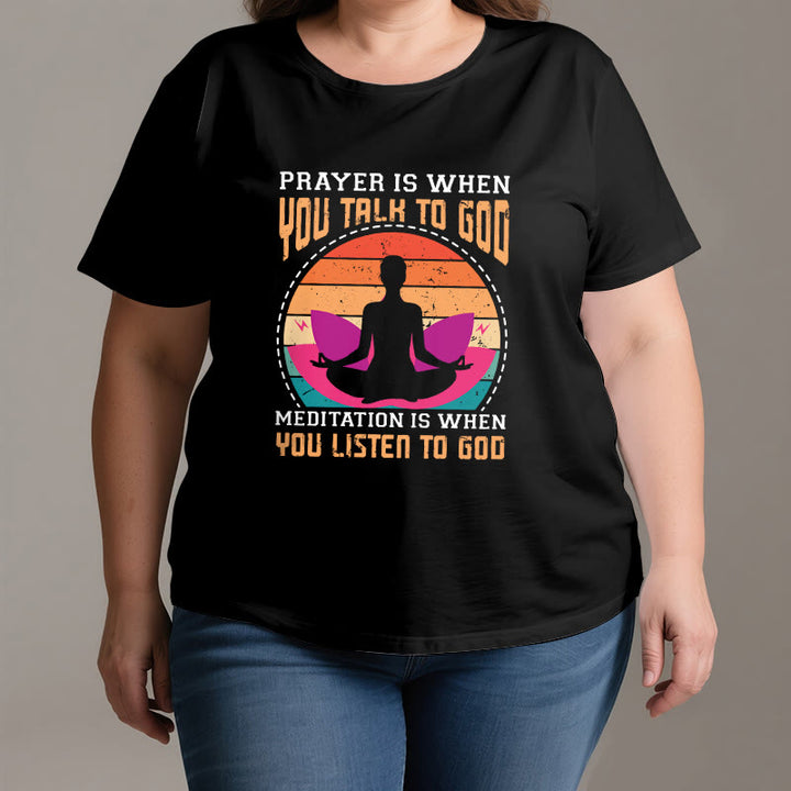 T-shirt de yoga spirituel Olivenorma « La méditation, c'est quand on écoute Dieu » - image 2