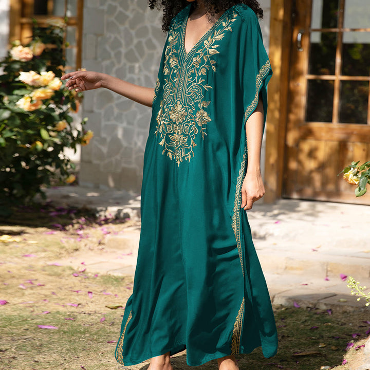 Robe caftan de vacances brodée et chemisier de plage Olivenorma