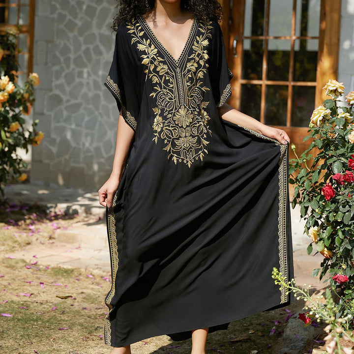 Robe caftan de vacances brodée et chemisier de plage Olivenorma