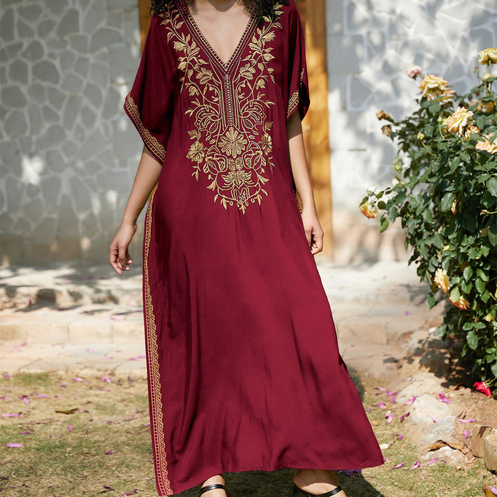 Robe caftan de vacances brodée et chemisier de plage Olivenorma