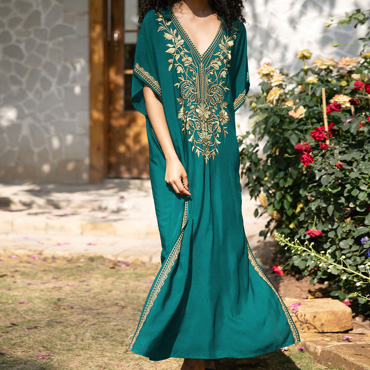 Robe caftan de vacances brodée et chemisier de plage Olivenorma