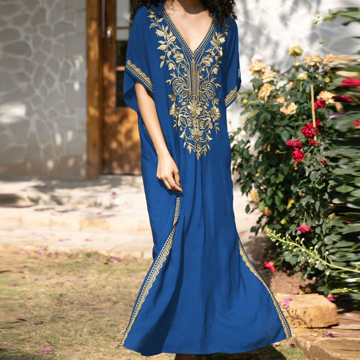 Robe caftan de vacances brodée et chemisier de plage Olivenorma