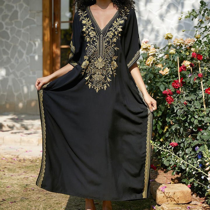 Robe caftan de vacances brodée et chemisier de plage Olivenorma