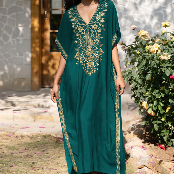 Robe caftan de vacances brodée et chemisier de plage Olivenorma