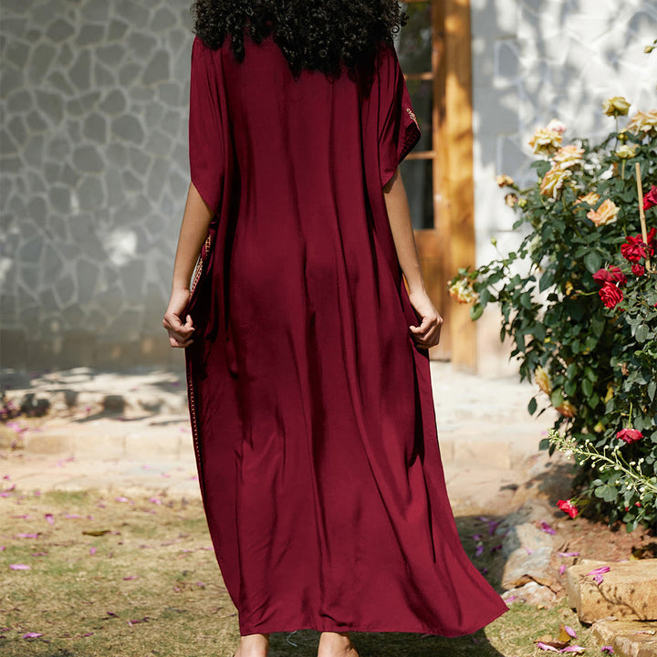 Robe caftan de vacances brodée et chemisier de plage Olivenorma