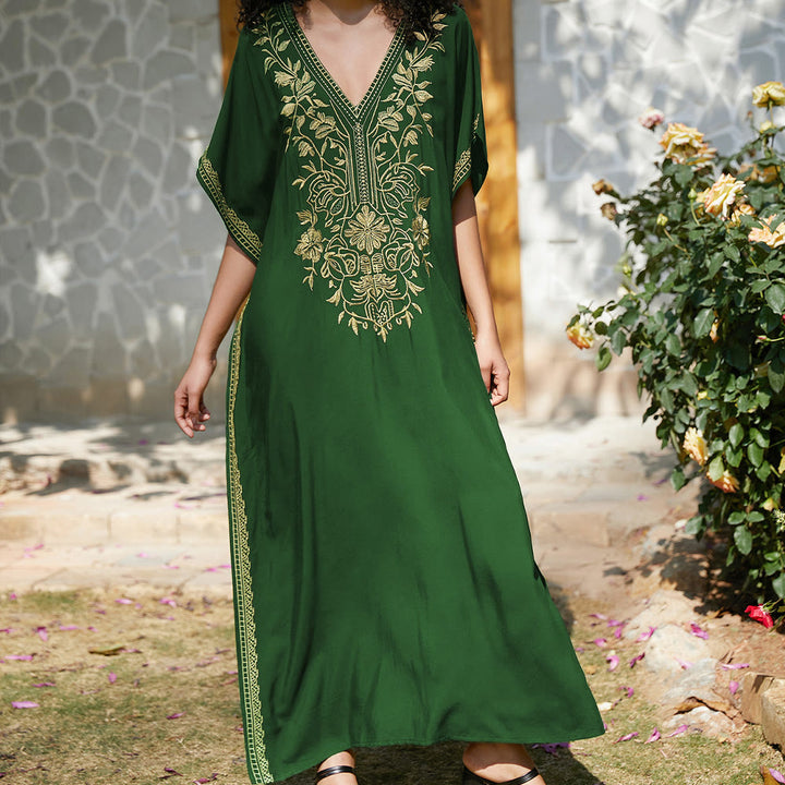 Robe caftan de vacances brodée et chemisier de plage Olivenorma