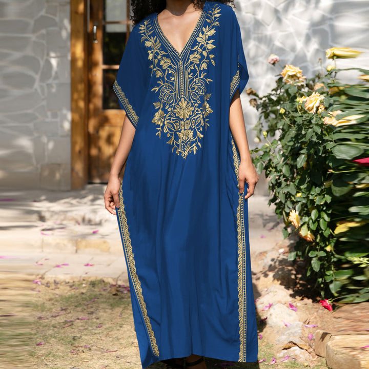 Robe caftan de vacances brodée et chemisier de plage Olivenorma