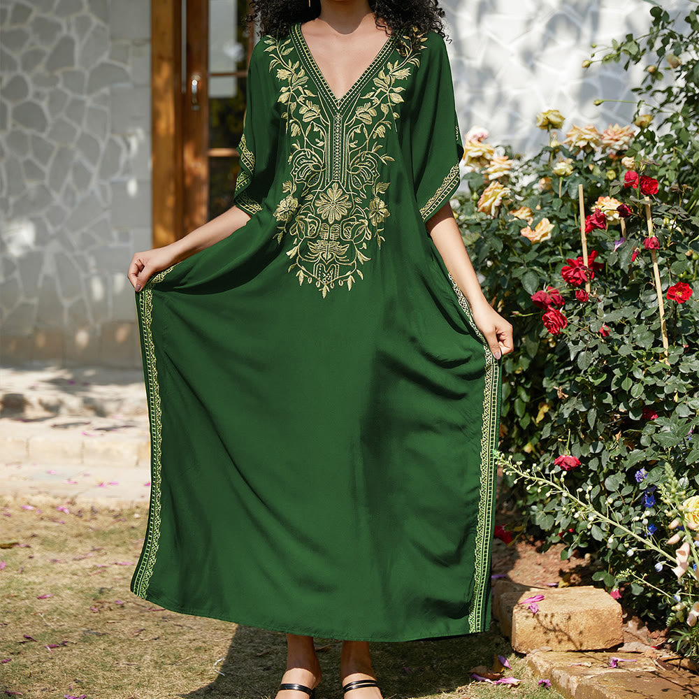 Robe caftan de vacances brodée et chemisier de plage Olivenorma