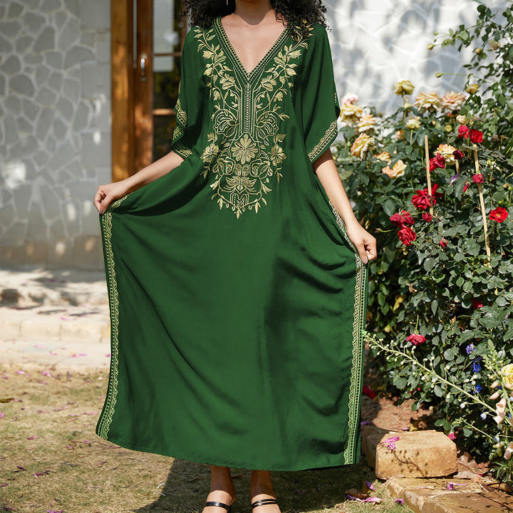 Robe caftan de vacances brodée et chemisier de plage Olivenorma