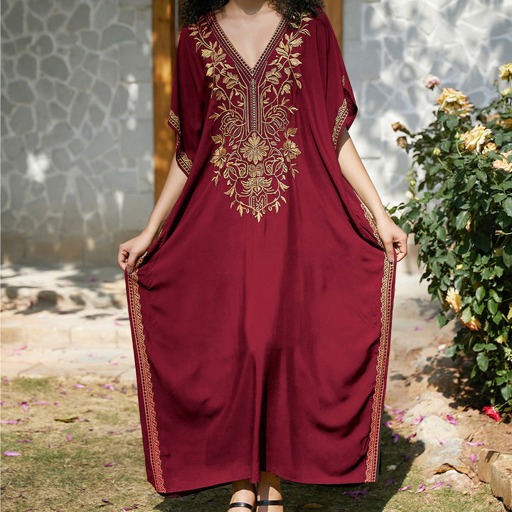 Robe caftan de vacances brodée et chemisier de plage Olivenorma