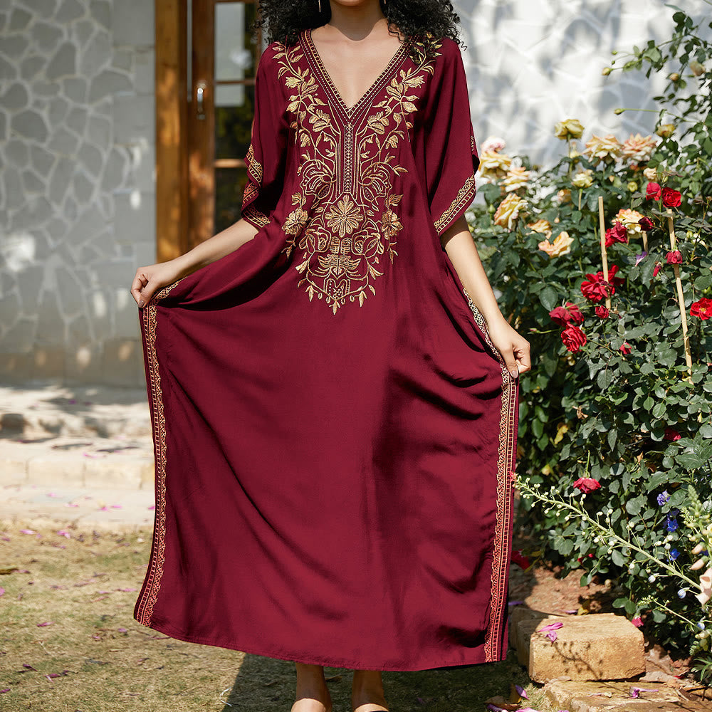 Robe caftan de vacances brodée et chemisier de plage Olivenorma