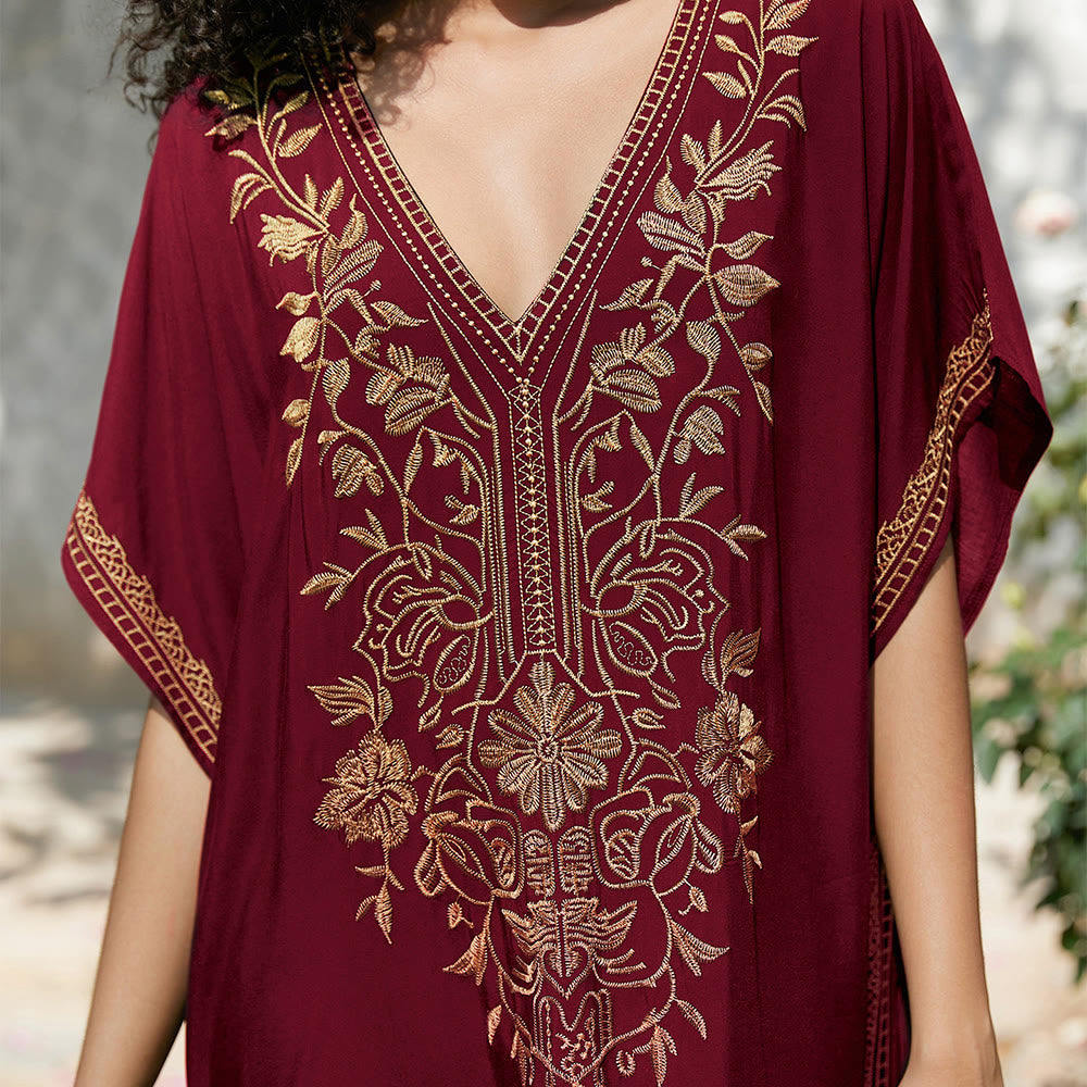 Robe caftan de vacances brodée et chemisier de plage Olivenorma