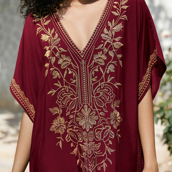 Robe caftan de vacances brodée et chemisier de plage Olivenorma