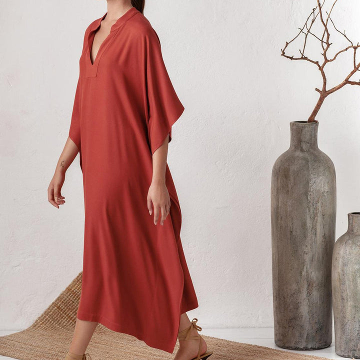 Robe caftan de plage Olivenorma en polyester soyeux
