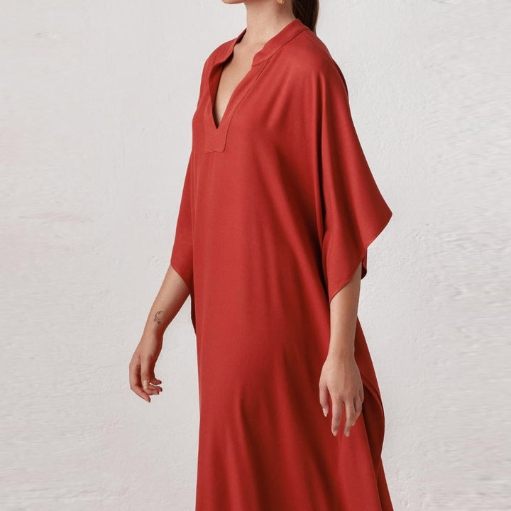 Robe caftan de plage Olivenorma en polyester soyeux