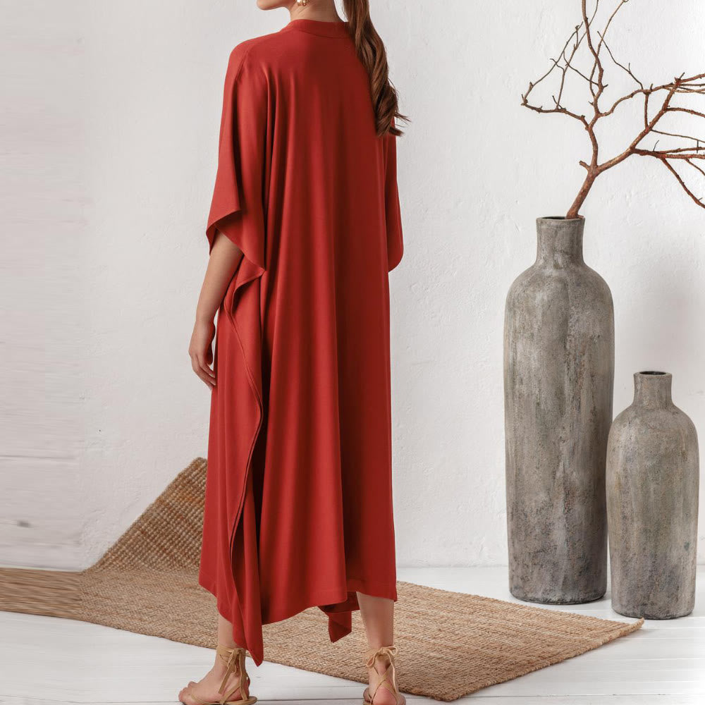 Robe caftan de plage Olivenorma en polyester soyeux