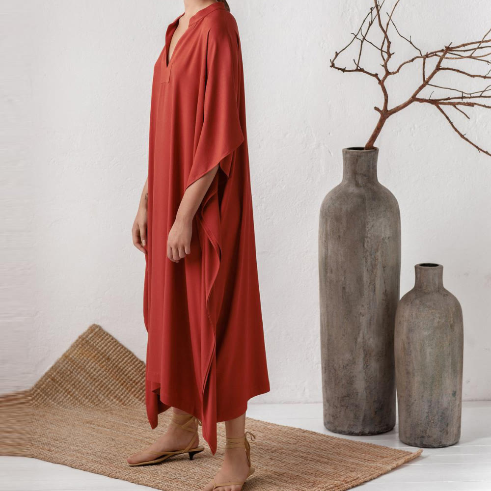 Robe caftan de plage Olivenorma en polyester soyeux