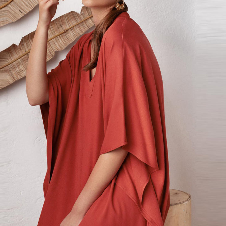 Robe caftan de plage Olivenorma en polyester soyeux