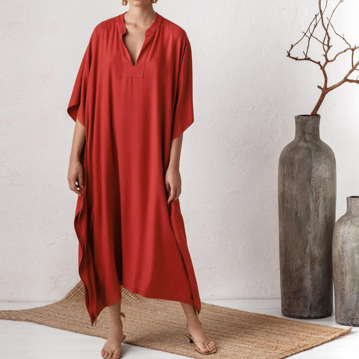 Robe caftan de plage Olivenorma en polyester soyeux