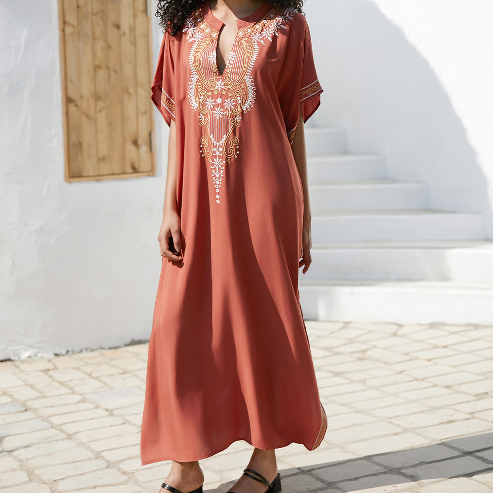 Robe caftan brodée vintage et chemisier de plage Olivenorma - image 4