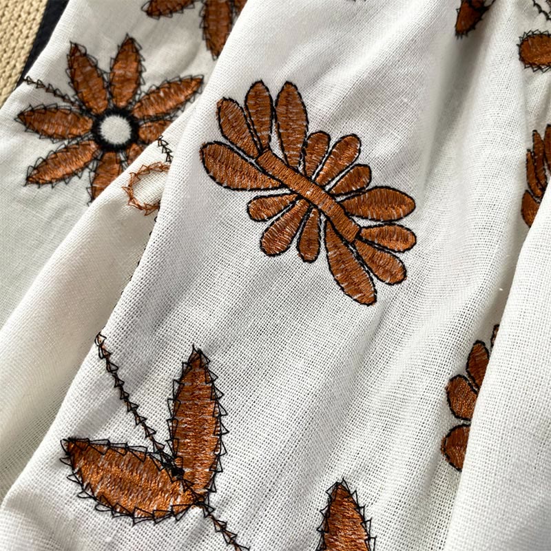 Chemise femme Olivenorma Bohemia brodée à manches lanternes