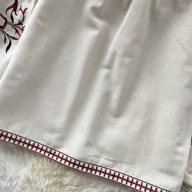 Chemise femme Olivenorma à manches lanternes et broderie florale vintage - image 12