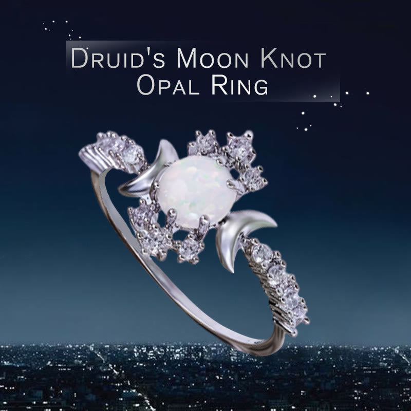 Bague d'opale à nœud lunaire du druide Olivenorma - image 3